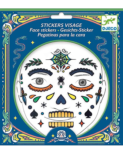 Djeco Tattoo per il viso - Teschio messicano, Calaveras Tatuaggi da Bambini
