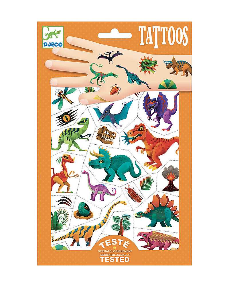 Djeco Tatuaggi Removibili per Bambini - Dino Club - Carta