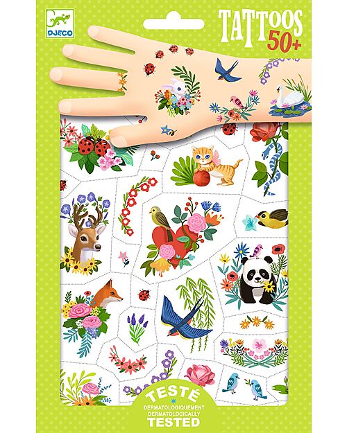 Djeco Tatuaggi Removibili per Bambini - Primavera - Dermatologicamente Testato Tatuaggi da Bambini