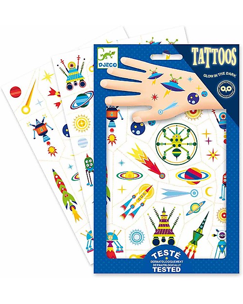 Djeco Tatuaggi Removibili per Bambini - Space Oddity - Dermatologicamente Testato Tatuaggi da Bambini