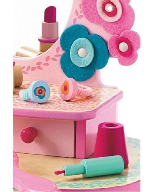 Djeco Toeletta Flora - Legno - 41x28,8x18,6cm - Include Accessori Far finta di