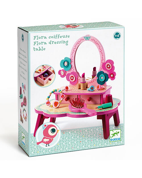 Djeco Toeletta Flora - Legno - 41x28,8x18,6cm - Include Accessori Far finta di
