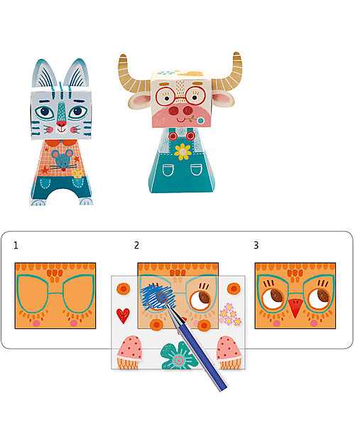 Djeco Trasferelli Funny Animals - Disegna gli animali! Disegnare e Colorare