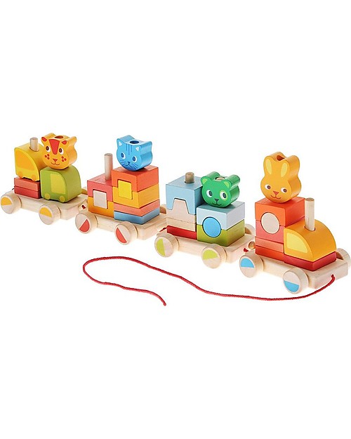 Djeco Trenino in Legno da Tirare con Elementi ad Incastro Trainabili