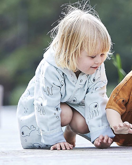 Done By Deer Accappatoio Sea Friends - Blu - 100% cotone Accappatoi e Asciugamani