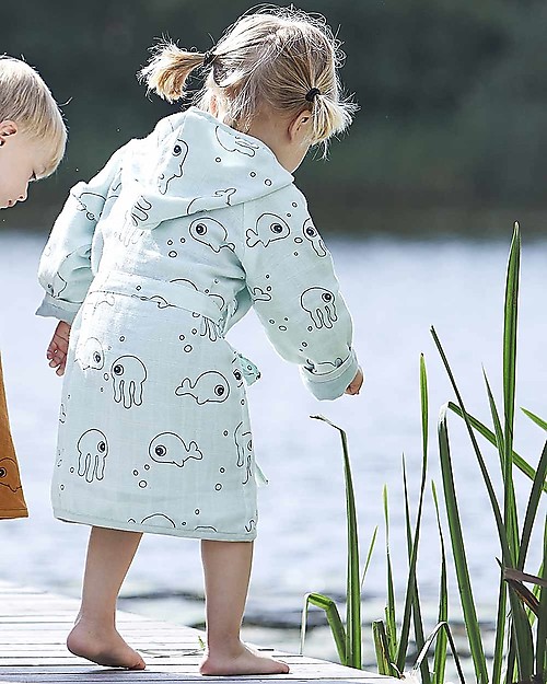 Done By Deer Accappatoio Sea Friends - Blu - 100% cotone Accappatoi e Asciugamani