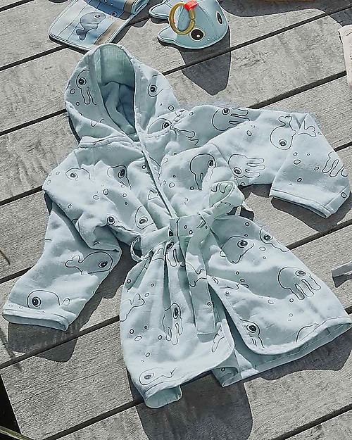 Done By Deer Accappatoio Sea Friends - Blu - 100% cotone Accappatoi e Asciugamani