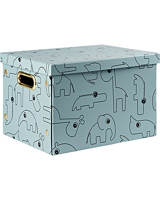 Done By Deer Baule Portagiochi Rigido con Maniglie Contour, Celeste Contenitori Porta Giochi