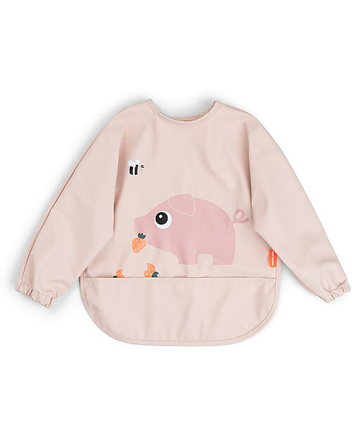 Done By Deer Bavaglio a Maniche Lunghe con Tasca - Tiny Farm - Cipria - Impermeabile Bavagli con Maniche