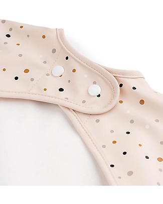 Done By Deer Bavaglio a Maniche Lunghe Impermeabile con Tasca - Happy Dots - Cipria - Certificato Oeko-Tex Bavagli con Maniche