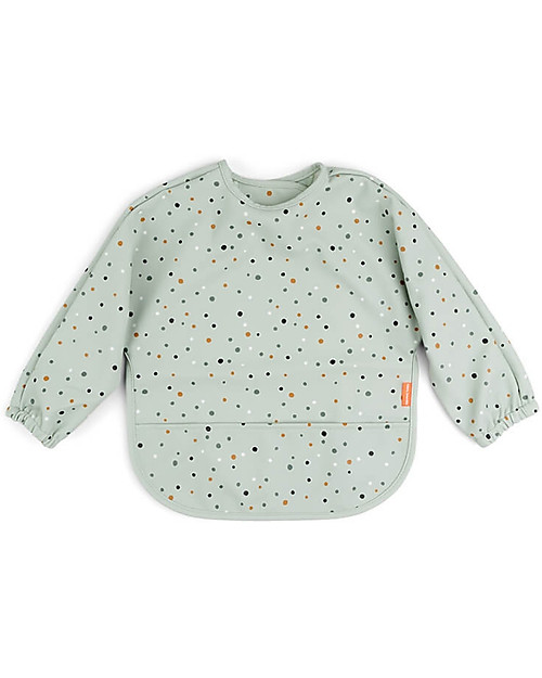Done By Deer Bavaglio a Maniche Lunghe Impermeabile con Tasca - Happy Dots - Verde - Certificato Oeko-Tex Bavagli con Maniche