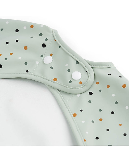 Done By Deer Bavaglio a Maniche Lunghe Impermeabile con Tasca - Happy Dots - Verde - Certificato Oeko-Tex Bavagli con Maniche