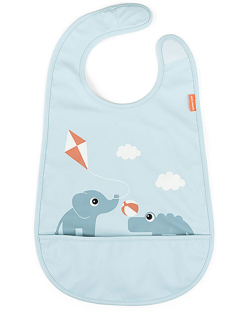 Done By Deer Bavaglio Impermeabile - Chiusura in Velcro - Blu - con Tasca Bavagli Impermeabili con Tasca