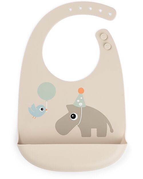 Done By Deer Bavaglio Impermeabile con Tasca - Celebration - Sabbia - 100% Silicone Alimentare - 3m+ Bavagli Impermeabili con Tasca