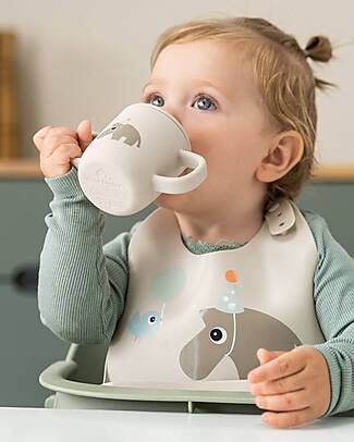 Done By Deer Bavaglio Impermeabile con Tasca - Celebration - Sabbia - 100% Silicone Alimentare - 3m+ Bavagli Impermeabili con Tasca