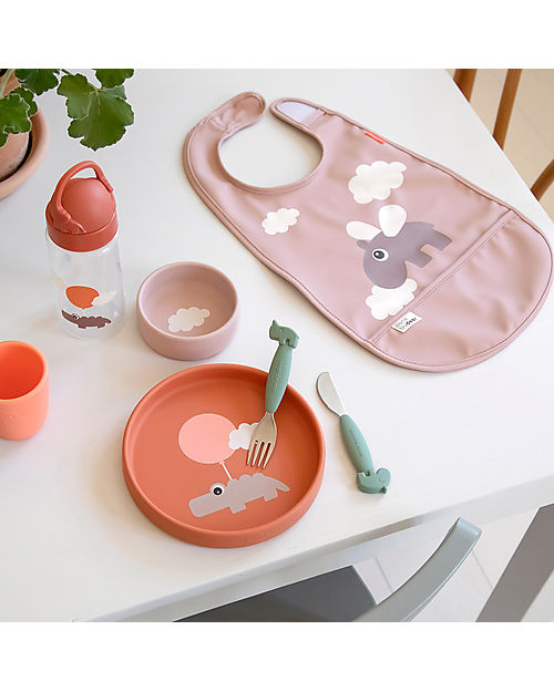 Done By Deer Bavaglio Impermeabile con Tasca - Happy Clouds - Cipria - Certificato OEKO-TEX
 Bavagli Impermeabili con Tasca