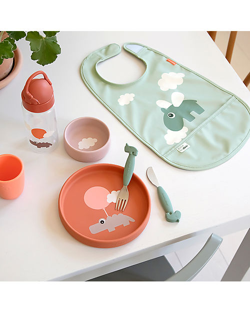 Done By Deer Bavaglio Impermeabile con Tasca - Happy Clouds - Verde - Certificato OEKO-TEX Bavagli Impermeabili con Tasca