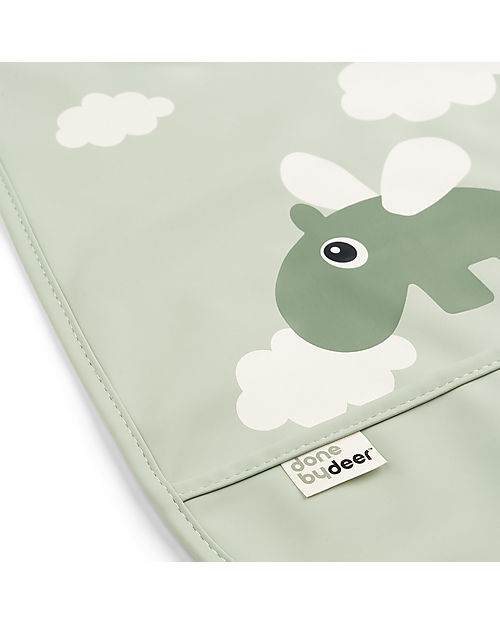 Done By Deer Bavaglio Impermeabile con Tasca - Happy Clouds - Verde - Certificato OEKO-TEX Bavagli Impermeabili con Tasca