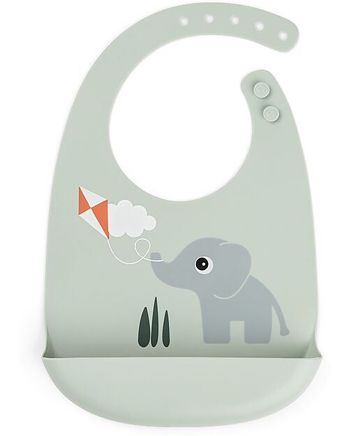 Done By Deer Bavaglio Impermeabile con Tasca - Playground - Verde - 100% Silicone Alimentare - 3m+ Bavagli Impermeabili con Tasca