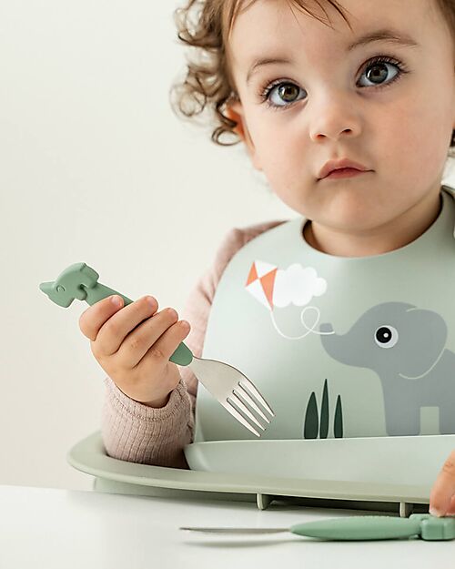 Done By Deer Bavaglio Impermeabile con Tasca - Playground - Verde - 100% Silicone Alimentare - 3m+ Bavagli Impermeabili con Tasca