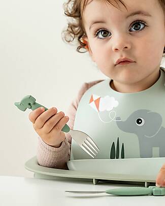 Done By Deer Bavaglio Impermeabile con Tasca - Playground - Verde - 100% Silicone Alimentare - 3m+ Bavagli Impermeabili con Tasca