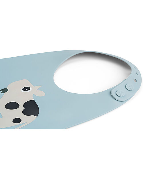 Done By Deer Bavaglio Impermeabile con Tasca - Tiny Farm - Blu - 100% Silicone Bavagli Impermeabili con Tasca