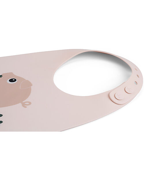 Done By Deer Bavaglio Impermeabile con Tasca - Tiny Farm - Cipria - 100% Silicone Bavagli Impermeabili con Tasca