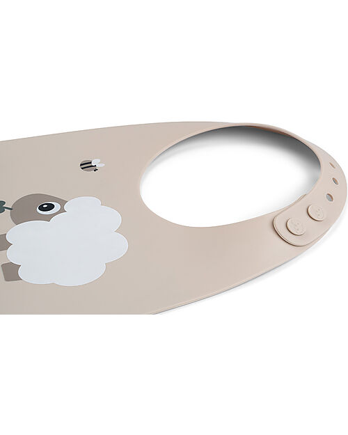 Done By Deer Bavaglio Impermeabile con Tasca - Tiny Farm - Sabbia - 100% Silicone Bavagli Impermeabili con Tasca