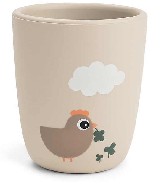 Done By Deer Bicchiere Mini Mug 160 ml - Tiny Farm - Sabbia - 100% Silicone Alimentare Bicchieri