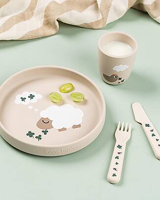 Done By Deer Bicchiere Mini Mug 160 ml - Tiny Farm - Sabbia - 100% Silicone Alimentare Bicchieri