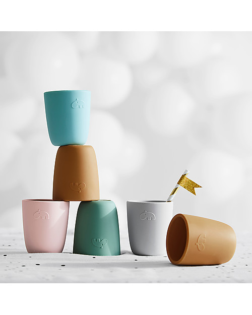 Done By Deer Bicchiere Mini Mug, Celeste - 100% Silicone Alimentare Bicchieri