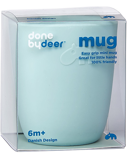 Done By Deer Bicchiere Mini Mug, Celeste - 100% Silicone Alimentare Bicchieri