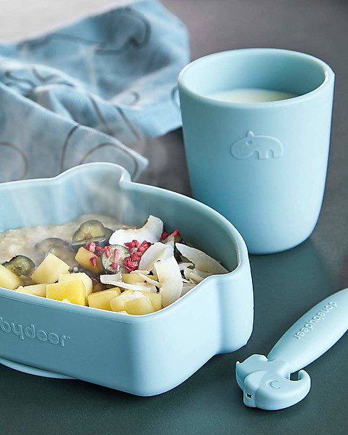 Done By Deer Bicchiere Mini Mug, Celeste - 100% Silicone Alimentare Bicchieri