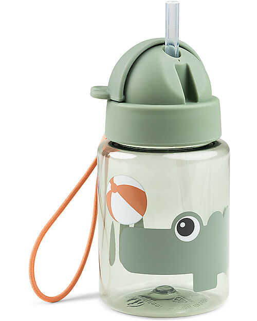 Done By Deer Borraccia Antigoccia con Cannuccia - Croco - Verde - Lavabile in Lavastoviglie Borracce non Termiche