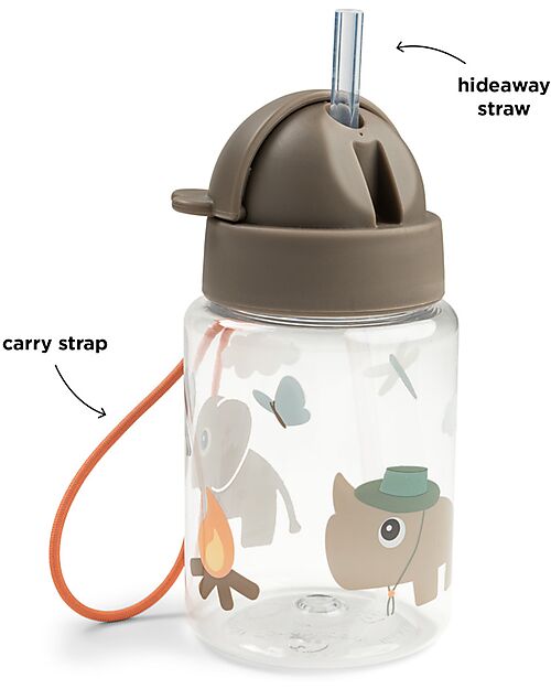 Done By Deer Borraccia Antigoccia con Cannuccia - Tiny Trails - Sabbia - 280 ml Borracce non Termiche