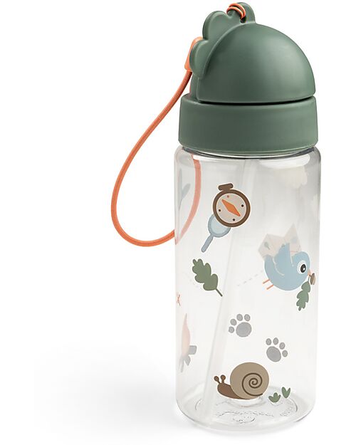 Done By Deer Borraccia Antigoccia con Cannuccia - Tiny Trails - Verde - 350 ml Borracce non Termiche