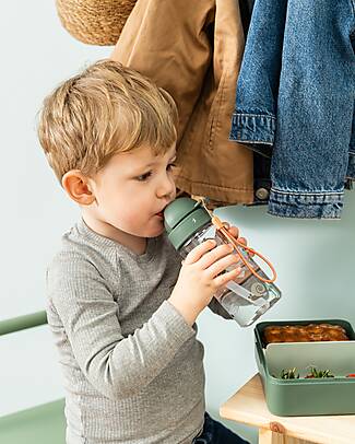 Done By Deer Borraccia Antigoccia con Cannuccia - Tiny Trails - Verde - 350 ml Borracce non Termiche