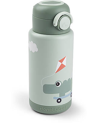 Done By Deer Borraccia Antigoccia Termica per Bambini 340 ml - Playground - Verde Borracce Termiche