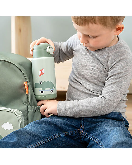 Done By Deer Borraccia Antigoccia Termica per Bambini 340 ml - Playground - Verde Borracce Termiche