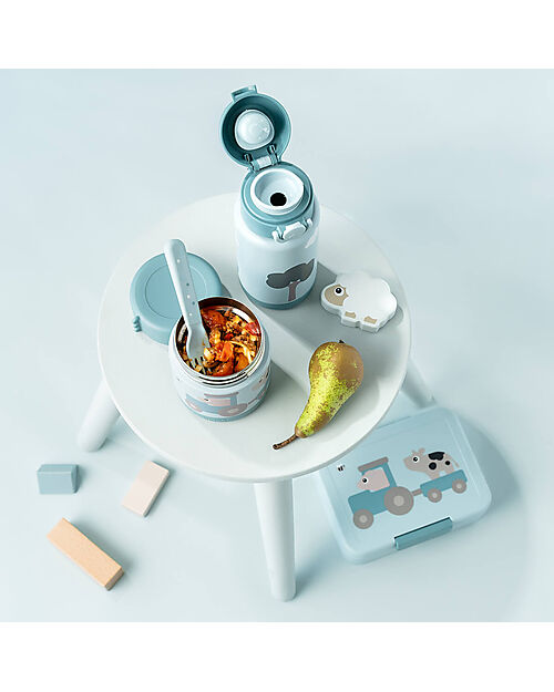 Done By Deer Borraccia Antigoccia Termica per Bambini 340 ml - Tiny Farm - Blu Borracce Termiche