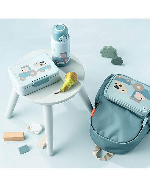 Done By Deer Borraccia Antigoccia Termica per Bambini 340 ml - Tiny Farm - Blu Borracce Termiche