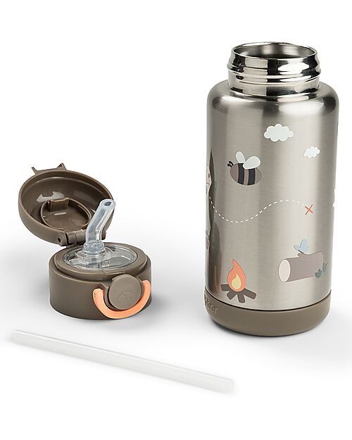 Done By Deer Borraccia Antigoccia Termica - Tiny Trails - Sabbia - 340 ml - 7,5 x 19 cm Borracce Termiche