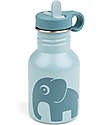 Done By Deer Borraccia in Metallo 350 ml - Elefante - Blu - con Cannuccia a Scomparsa! Borracce non Termiche