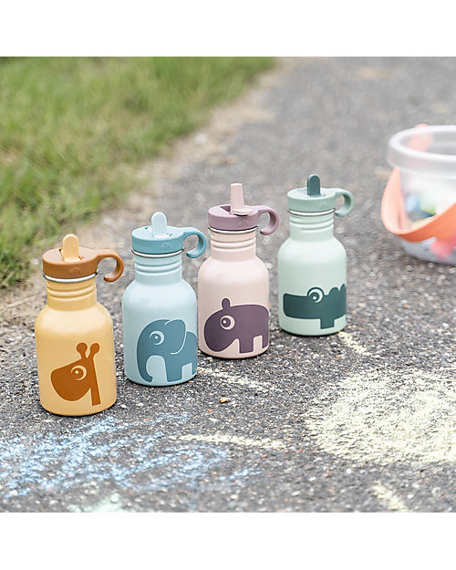 Done By Deer Borraccia in Metallo 350 ml - Ozzo - Powder - con Cannuccia a Scomparsa! Borracce non Termiche