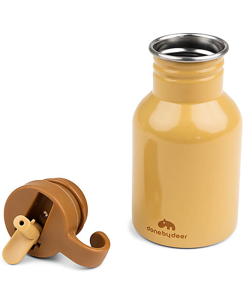 Done By Deer Borraccia in Metallo 350 ml - Raffi - Senape - con Cannuccia a Scomparsa! Borracce non Termiche