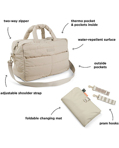Done By Deer Borsa Cambio con Fasciatoio - Trapuntata - Sabbia - Fatto con Bottiglie di Plastica Riciclata Borse Cambio