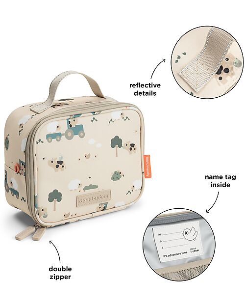 Done By Deer Borsa Termica Porta Pranzo - Tiny Farm - Sabbia - 2,8 L Contenitori Termici