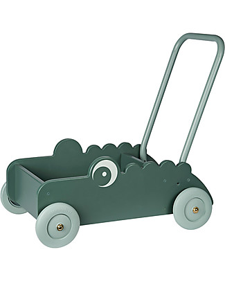 Done By Deer Carrello Portagiochi da Spingere in Legno Croco, Verde Carrello Primi Passi