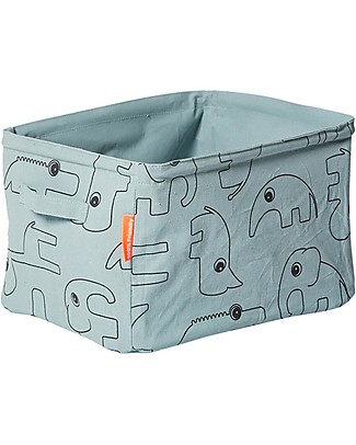 Done By Deer Cesto Portagiochi Reversibile con Manici, Celeste - Cotone Contenitori Porta Giochi_