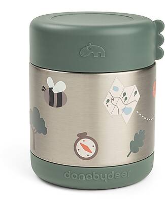 Done By Deer Contenitore Termico Cibo in Acciaio Inox - Tiny Trails - Verde - 300 ml Contenitori Termici